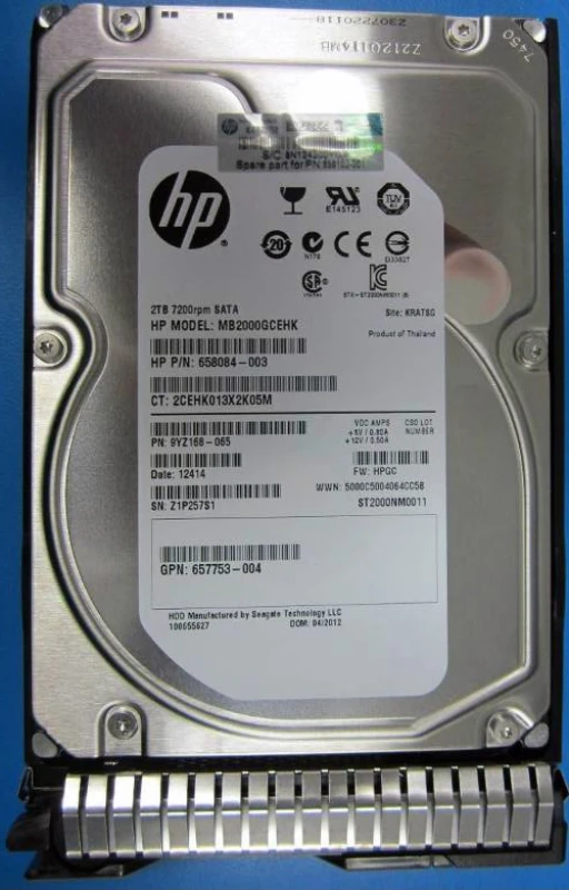 Image of HPE 2TB hot-plug SATA HDD internal hard drive 7200 RPM 3.5" Seria