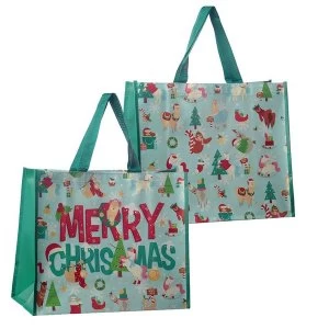 Image of Festive Animals Christmas Reusable Shopping Bag