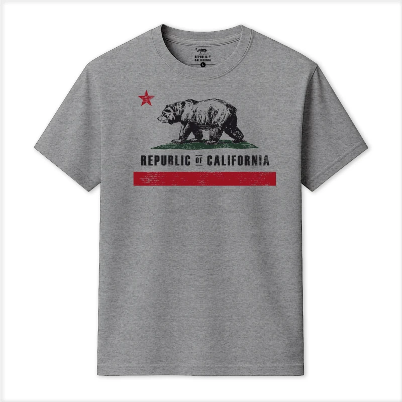 Image of Republic of California Old Flag T-Shirt Grey Marl male X Large