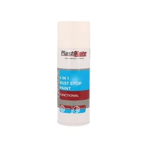 Image of PlastiKote Trade 4-in-1 Rust Stop Spray Paint White 400ml