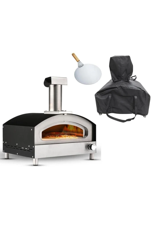 Image of Haven Gas Powered 'Pizza Oven with Pizza Stone Base & Paddle' Black/Silver Multi