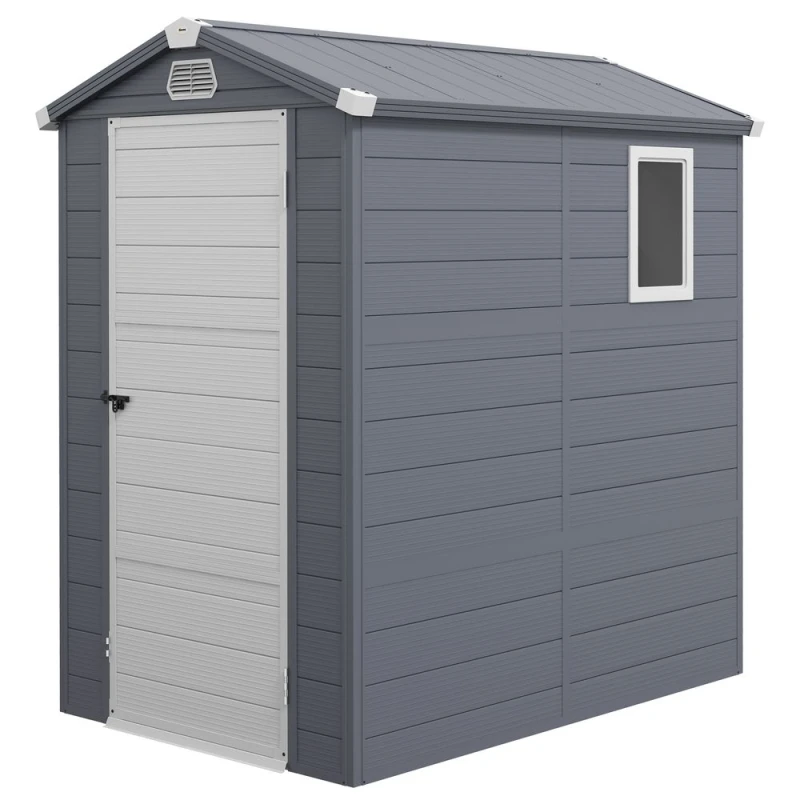 Image of Outsunny 4 x 3ft Garden Shed Storage with Foundation Kit and Vents 4 x 6ft - Grey - Outsunny 5056725515218