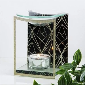 Image of Glass Black & Gold Oil Burner