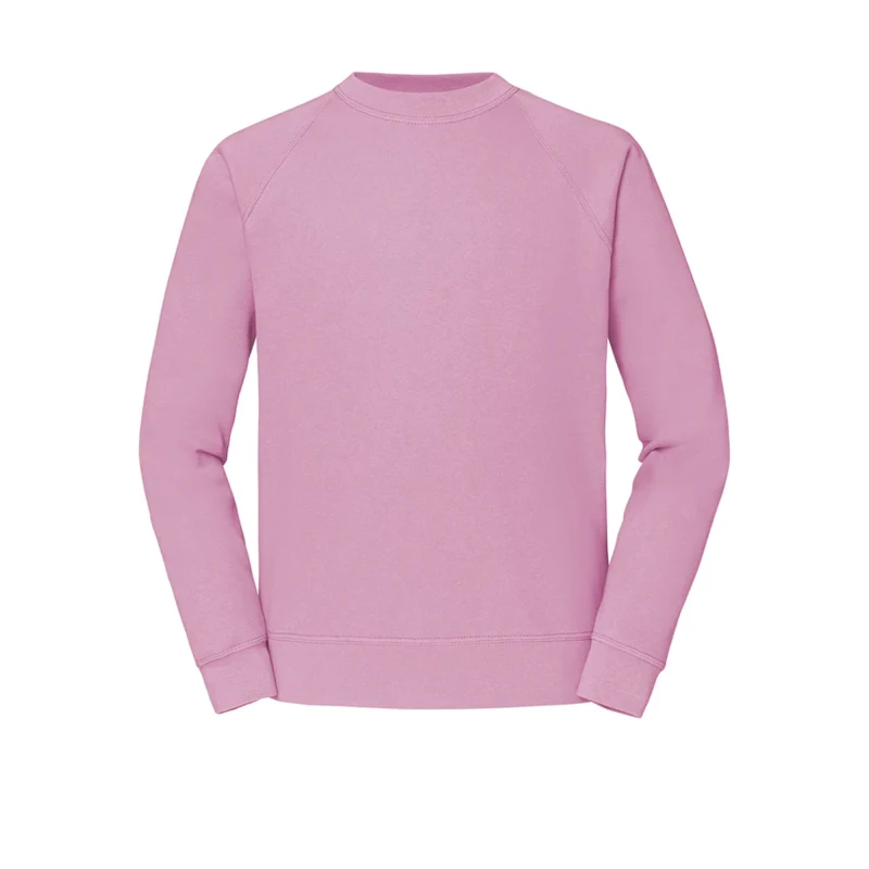 Image of Fruit Of The Loom Fruit of the Loom Men Classic 80 20 Raglan Sweatshirt in Light Pink Size: Small Light Pink S Male 5063238599550