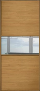 Image of Wickes Sliding Wardrobe Door Fineline Oak Panel and Mirror - 2220 x 610mm