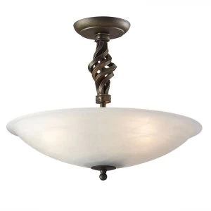 Image of 3 Light Semi Flush Ceiling Light Black, Gold, E14