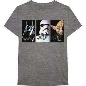 Image of Star Wars - Tri VHS Art Mens Medium T-Shirt - Grey