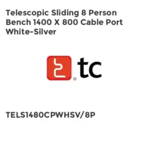 Image of TC Group Telescopic Sliding 8 Person Bench 1400 x 800 Cable Port White-Silver