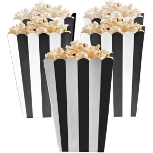 Image of Black Striped Scalloped Popcorn Boxes