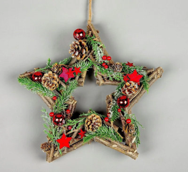 Image of Shatchi 35cm B/O LED Twig Hanging Star Red Multi