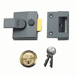 Image of Yale P-85-DMG-PB-40 85 Deadlocking Nightlatch - Grey & Brass 40mm