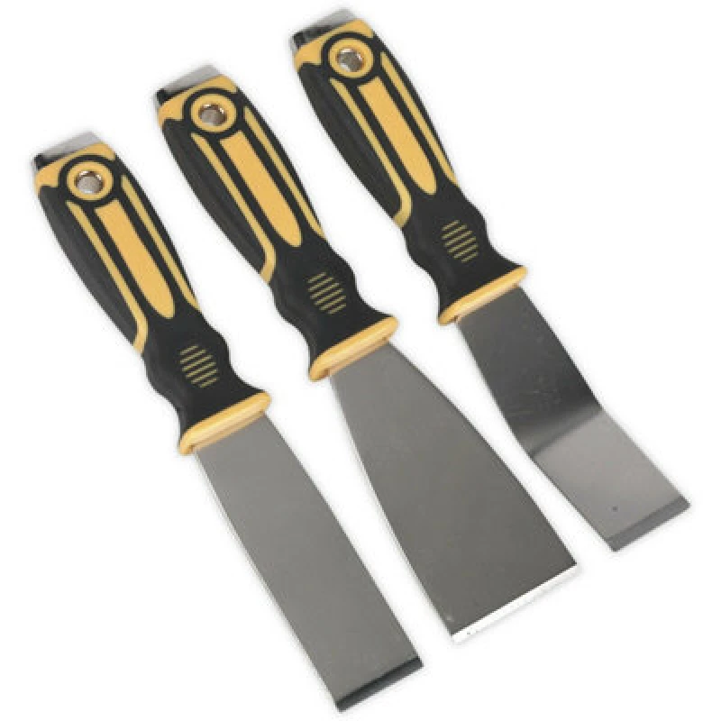 Image of Loops 3 PACK - Premium Rigid Blade Hand Scraper Set - Hammer Cap Hardened Steel Chisel Metallics