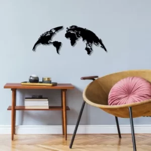 Image of World Map Small Black Decorative Metal Wall Accessory