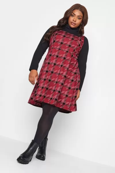 Image of Dogtooth Square Neck Pinafore Dress