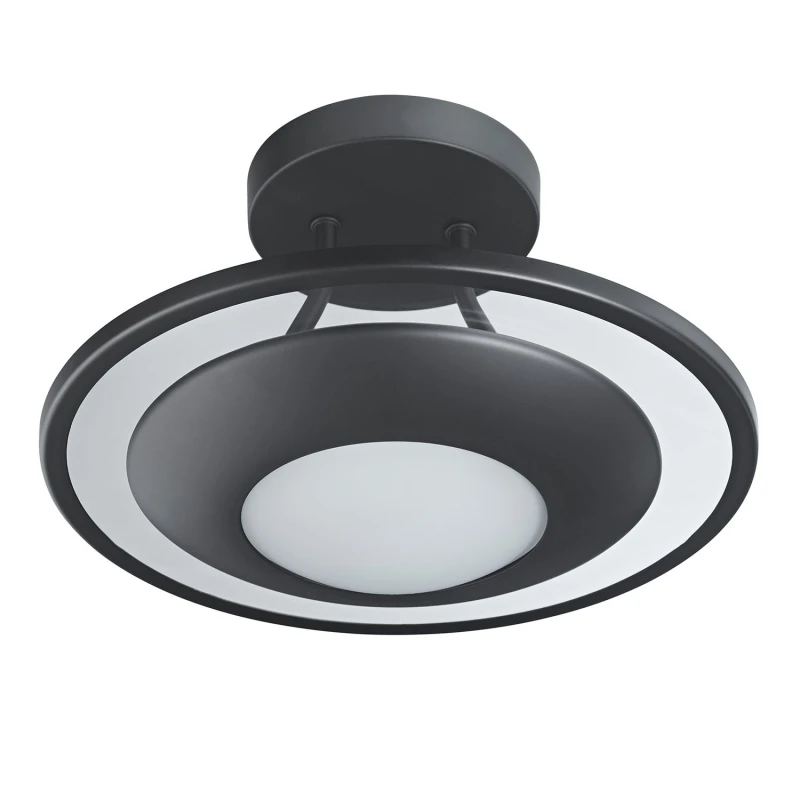 Image of Happy Homewares Semi Flush Energy Saving LED Ceiling Light in Brushed Metal Finish in Black Unisex