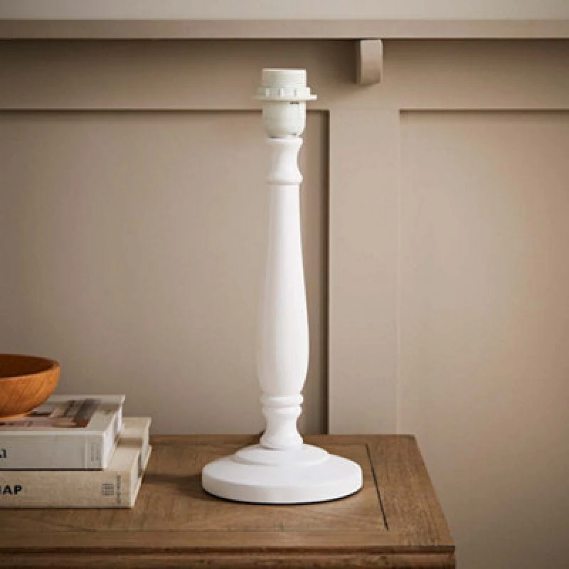 Image of ValueLights Victoria Traditional Wooden Stem Table Lamp Base White