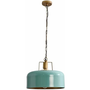 Image of Minisun - Metal Domed Ceiling Light Fitting - Green & Gold