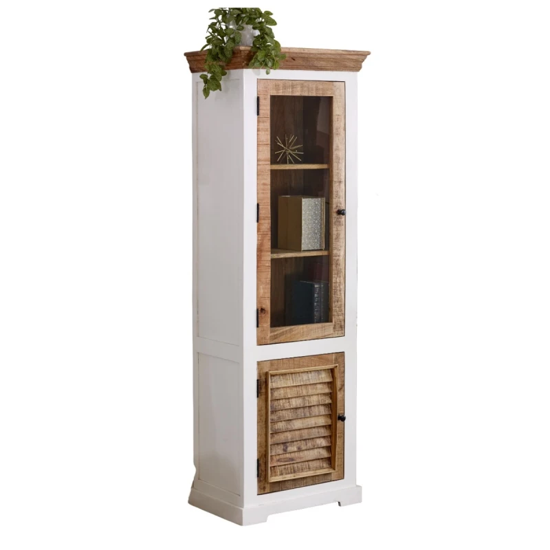 Image of Indian Hub Alfie Wood Bookcase/Display Cabinet - 3 Shelves & 1 Door