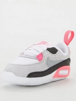 Image of Nike Max 90 Crib Shoe, White/Grey/Pink, Size 2