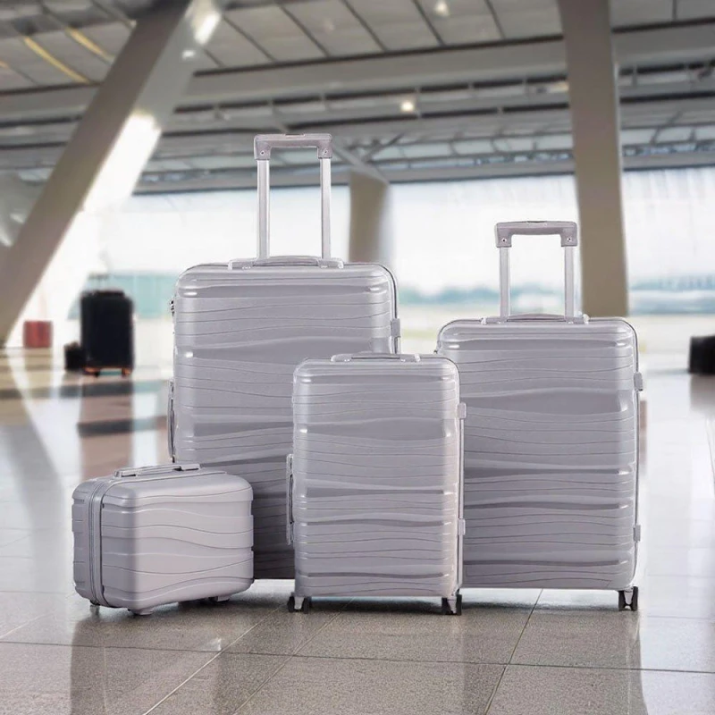 Image of SHEONLY 4PCS Lockable Travel Suitcase Set Light Grey unisex One Size