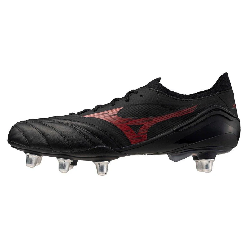 Image of Mizuno Morelia Neo IV Elite Adults Soft Ground Rugby Boots Black/Red/Black male 7 (41)