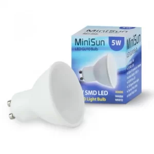 Image of 4x Minisun Plastic GU10 LED 5W Spotlight Bulb, Warm White