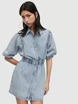 Image of Allsaints Osa Denim Mini Dress - Light Indigo Blue