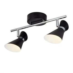 Image of LED 2 Light Double Spotlight Bar Chrome, Matt Black