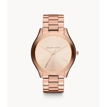 Image of Michael Kors Womens Rose Gold-Tone Slim Runway Watch - Rose Gold
