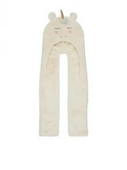 Image of Monsoon Girls Eliza Rainbow Unicorn Hat Scarf - Ivory
