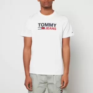 Image of Tommy Jeans Mens Corp Logo T-Shirt - Ancient White - M