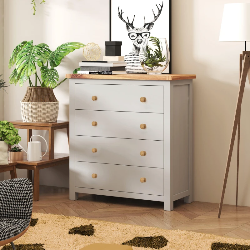 Image of Cabinet Bits Argenta 4 Drawer Chest of Drawers Wood Knob in Light Grey Light Grey Unisex