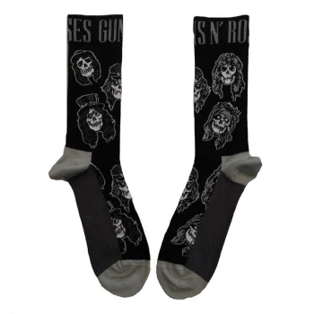 Image of Guns N' Roses - Skulls Band Monochrome Unisex UK Size 7 - 11 Ankle Socks - Black