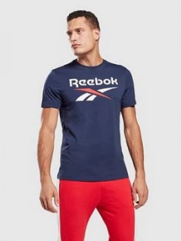 Image of Reebok Big Logo T-Shirt, Navy, Size 2XL, Men