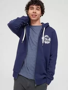 Image of Superdry Vintage Logo Seasonal Zip Hoodie - Navy, Size 3XL, Men