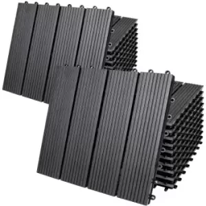Image of WPC Decking Tiles Waterproof Flooring Terrace Balcony Garden Patio Outdoor Sidewalks Composite Deck Floor 22x Klassik anthrazit (de)