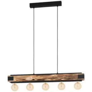 Image of Netlighting Layham 5 Lamp Straight Bar Pendant Ceiling Light Brown, Black