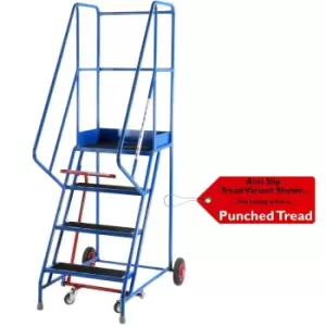 Image of 4 Tread Mobile Warehouse Stairs Punched Steps 2m EN131 7 Blue Safety Ladder