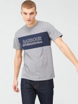 Image of Barbour International Panel Logo T-Shirt - Grey