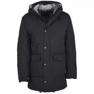 Image of Barbour Mens Moben Quilted Jacket Black/Grey Stone Tartan Medium