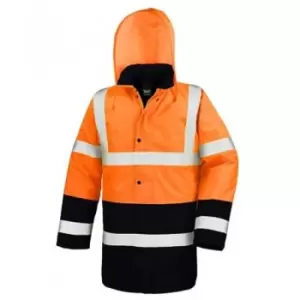 Image of Result - Adults Unisex Core Motorway Two Tone Safety Jacket (m) (Fluorescent Orange/Black) - Fluorescent Orange/Black