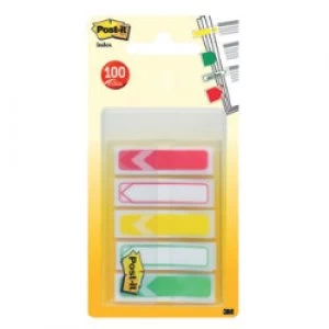 Image of Post it Index Flags Arrow Assorted 11 x 43mm 5 Pieces of 20 Strips