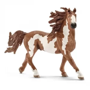 Image of Schleich Farm World Pinto Stallion Toy Figure- Brown/White