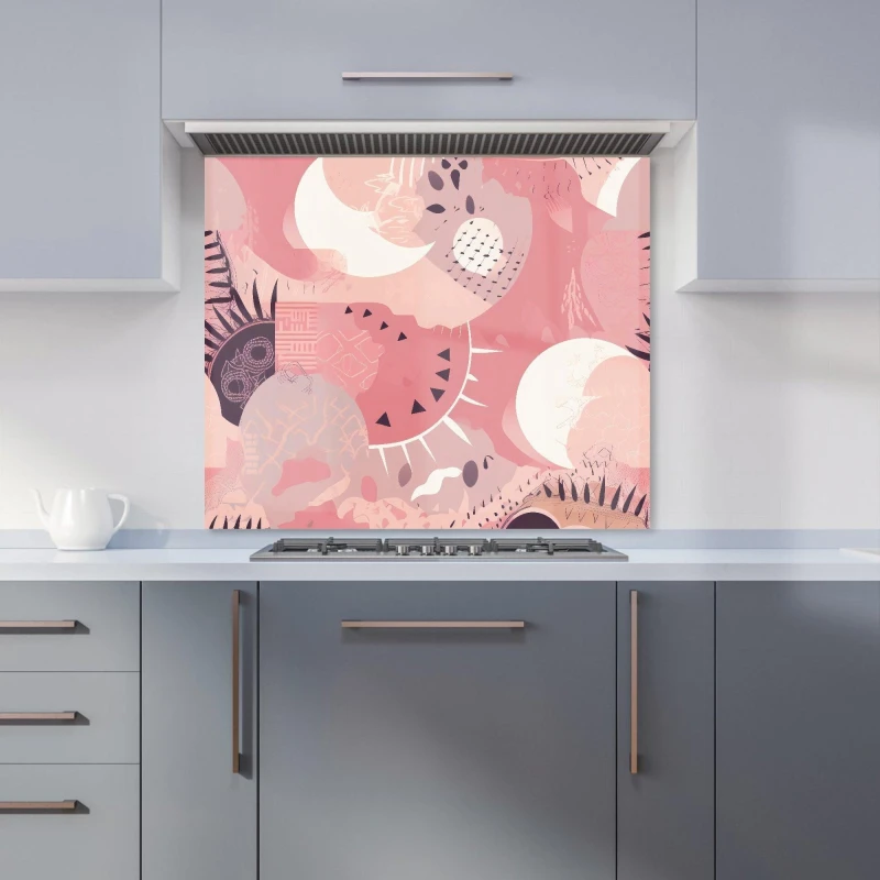 Image of Warren Reed - Designer Abstract Pink White Kitchen Splashback Size: 700mm x 650mm Pink Unisex 700mm x 650mm