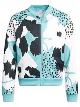 Image of adidas Girls Aero Ready Graphic Track Top - Blue Multi, Blue/Multi, Size 14-15 Years, Women