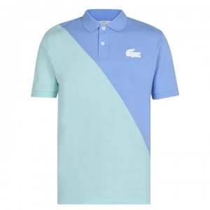 Image of Lacoste Diagonal Colour Block Polo Shirt - Natti Blu UDR