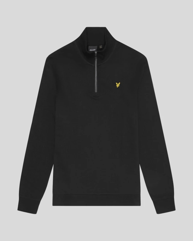 Image of Lyle & Scott Mens Loopback 1/4 Zip Sweatshirt Plus in Jet Black