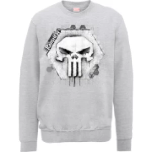 Image of Marvel The Punisher Skull Badge Logo Grey Mens Sweatshirt - M - Grey