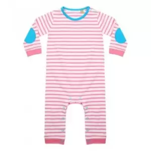 Image of Larkwood Baby Boys Long Sleeve Striped Bodysuit (3-6 Months) (Pale Pink/White)