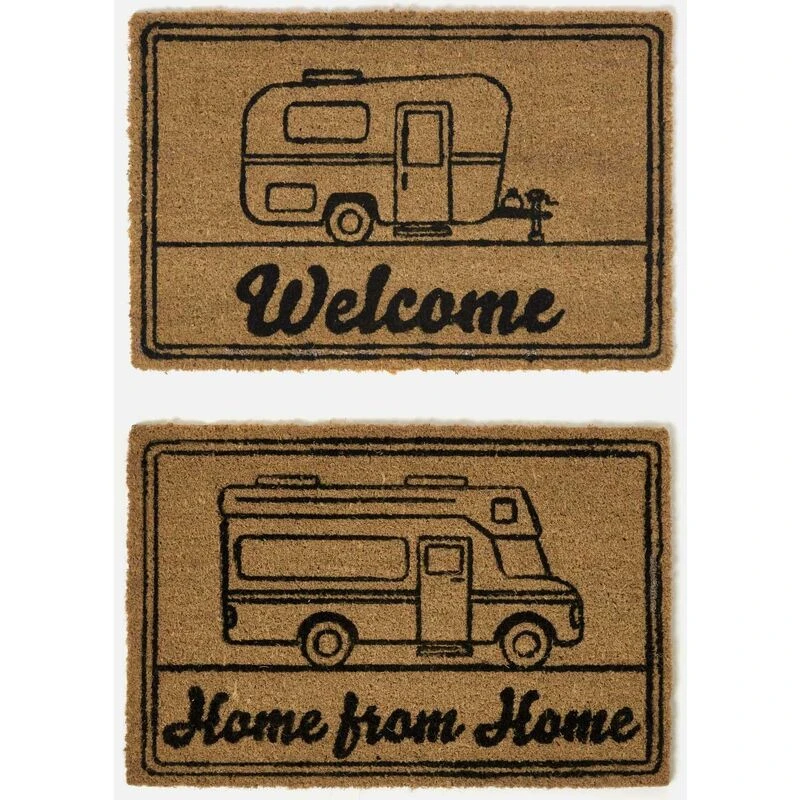 Image of Homescapes Set of 2 Caravan Coir Doormats 60 x 40cm Brown unisex